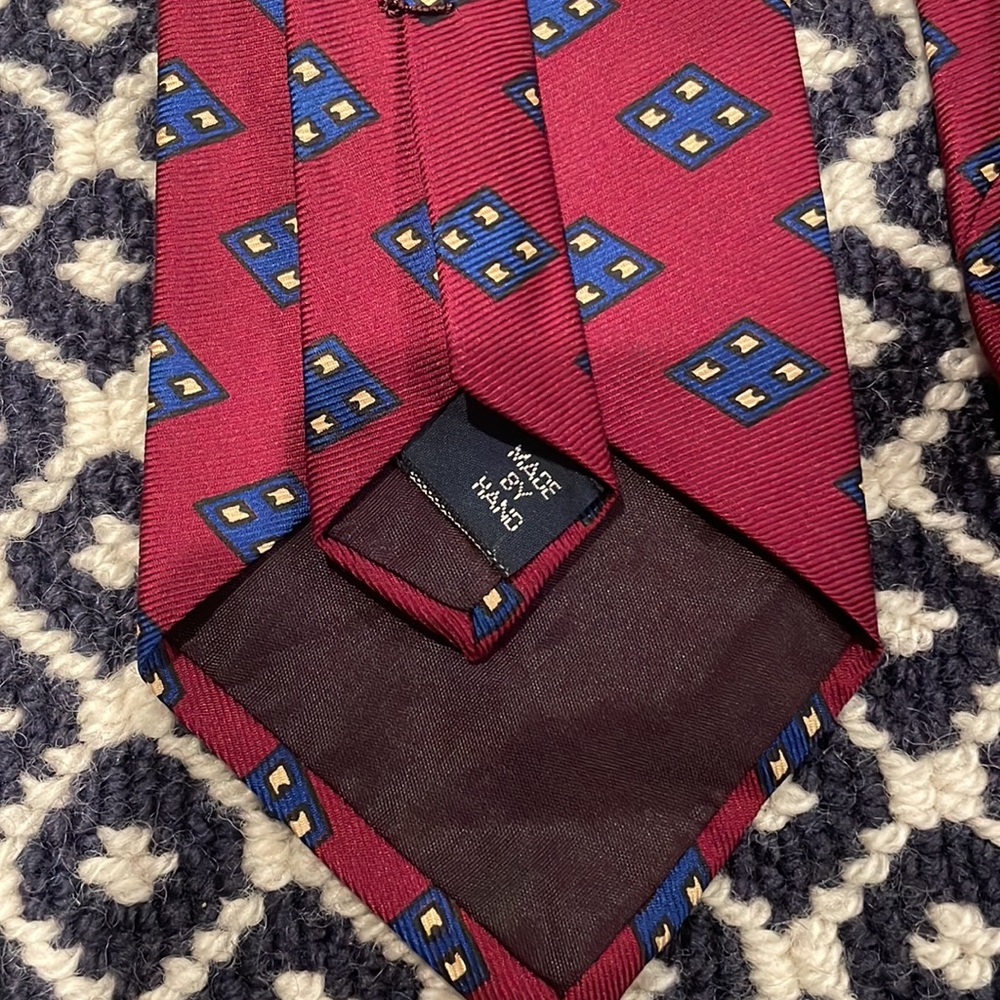 Vintage Polo Ralph Lauren Mens Silk Tie Red & Blue - Picture 3 of 3
